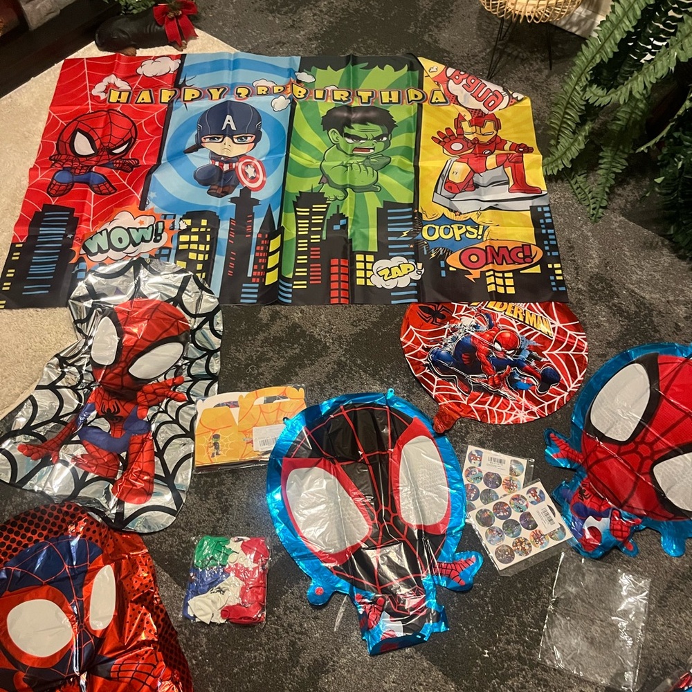 Kids Superhero Party Decoration Set - Red, Blue, and Green